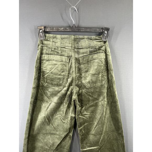 New Anthropologie Maeve Colette Size 28 Cropped Corduroy Wide Leg Pants Green - Picture 7 of 11